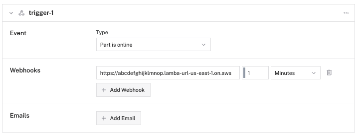A trigger configured with an example URL.